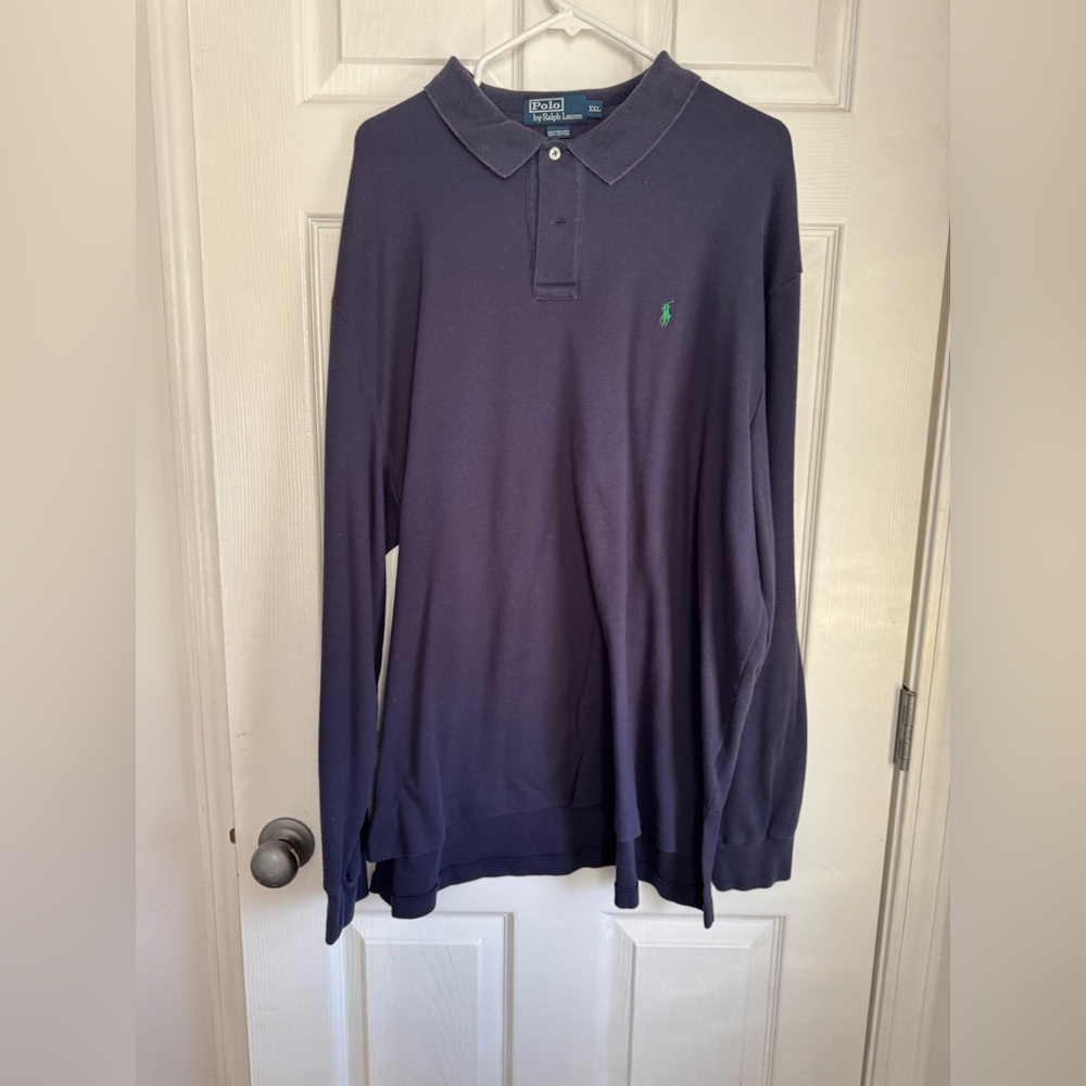 Men’s Polo by Ralph Lauren long sleeved polo shirt. Navy blue. XXL